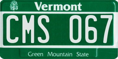 VT license plate CMS067
