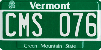 VT license plate CMS076