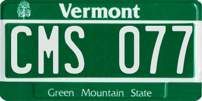 VT license plate CMS077