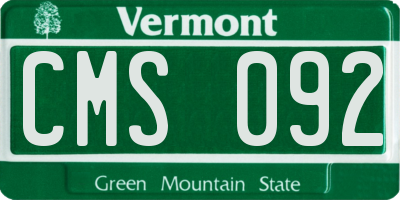 VT license plate CMS092