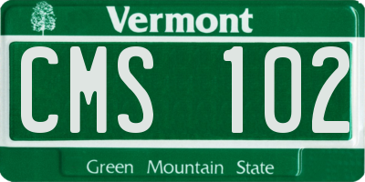 VT license plate CMS102