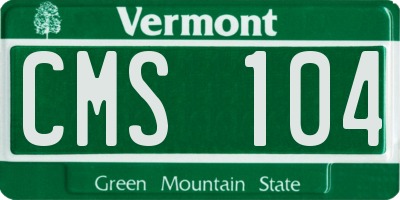 VT license plate CMS104