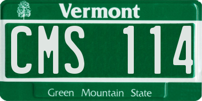 VT license plate CMS114