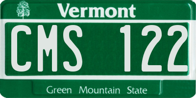 VT license plate CMS122
