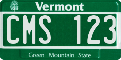 VT license plate CMS123