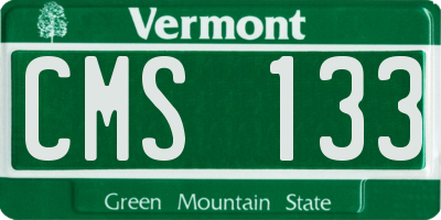 VT license plate CMS133