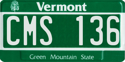 VT license plate CMS136