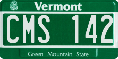 VT license plate CMS142