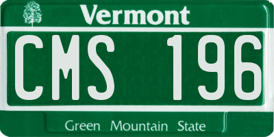 VT license plate CMS196