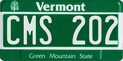 VT license plate CMS202