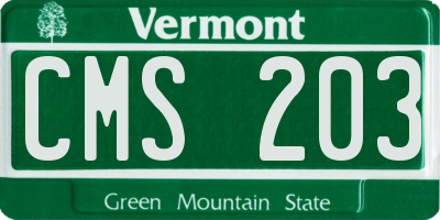 VT license plate CMS203