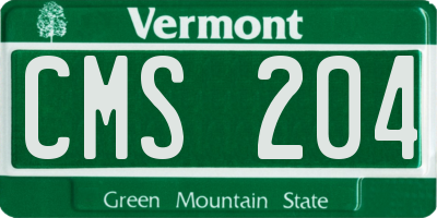 VT license plate CMS204