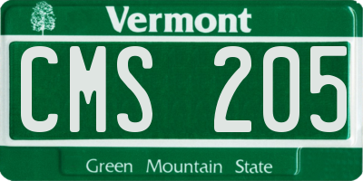 VT license plate CMS205