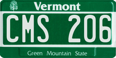 VT license plate CMS206
