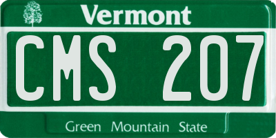 VT license plate CMS207