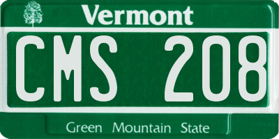 VT license plate CMS208