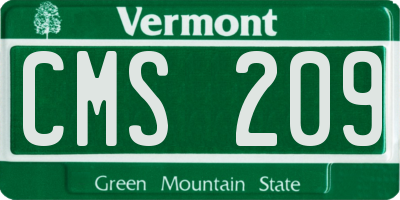 VT license plate CMS209