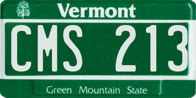 VT license plate CMS213