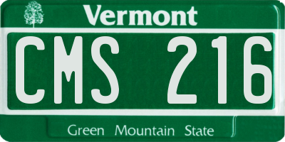 VT license plate CMS216