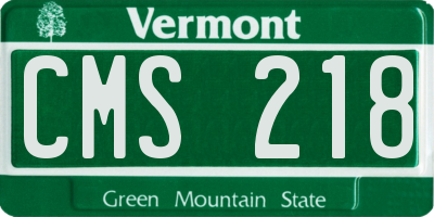 VT license plate CMS218