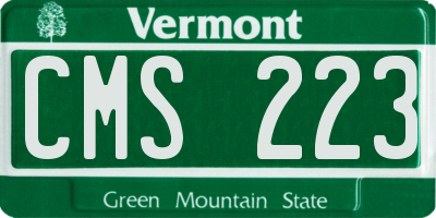 VT license plate CMS223
