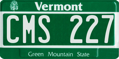 VT license plate CMS227