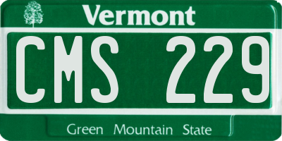 VT license plate CMS229