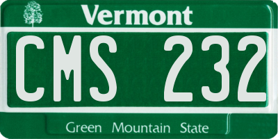 VT license plate CMS232