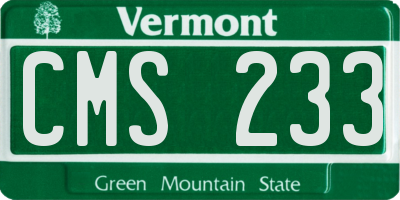 VT license plate CMS233