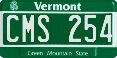 VT license plate CMS254