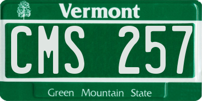 VT license plate CMS257