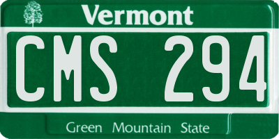 VT license plate CMS294