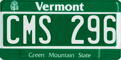 VT license plate CMS296
