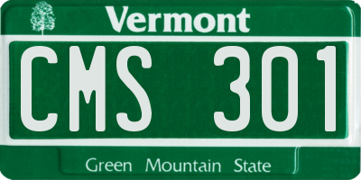 VT license plate CMS301