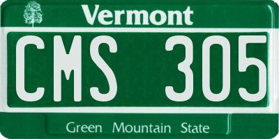 VT license plate CMS305
