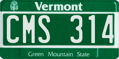 VT license plate CMS314