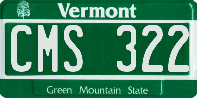 VT license plate CMS322
