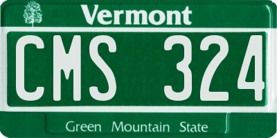 VT license plate CMS324
