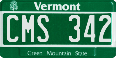 VT license plate CMS342
