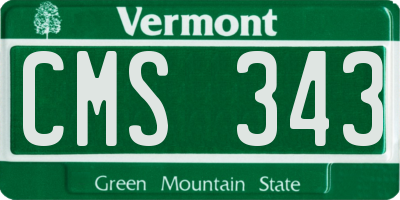 VT license plate CMS343