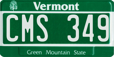 VT license plate CMS349