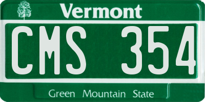 VT license plate CMS354