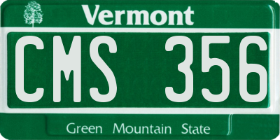 VT license plate CMS356