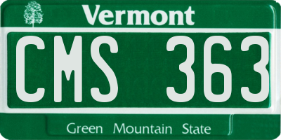 VT license plate CMS363
