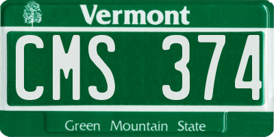 VT license plate CMS374
