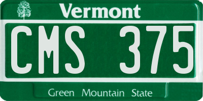 VT license plate CMS375