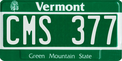 VT license plate CMS377