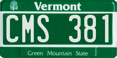 VT license plate CMS381