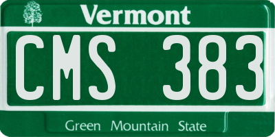 VT license plate CMS383