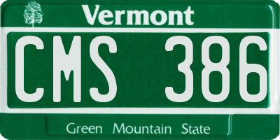 VT license plate CMS386
